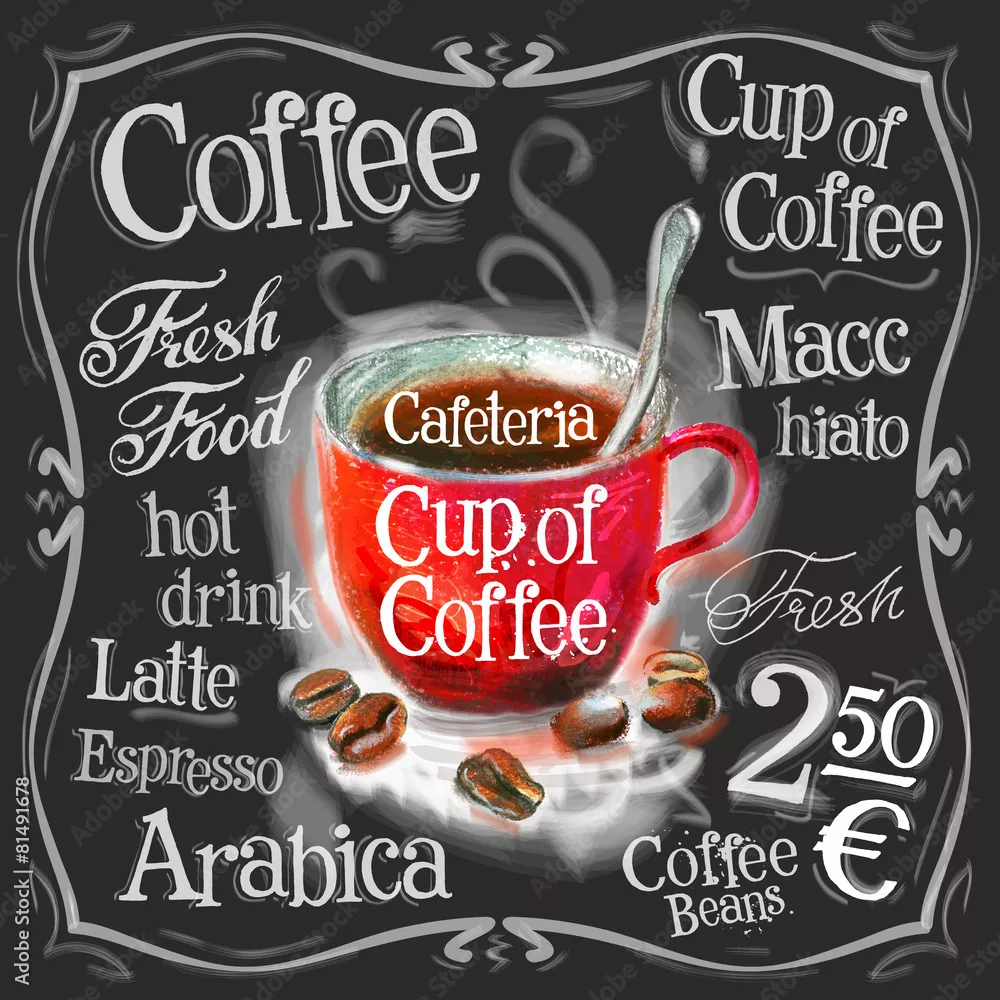 Obraz filiżanka kawy, szablon projektu logo wektora espresso. świeży napój
