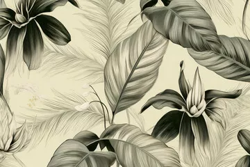 Fototapeta Vintage botaniczna ilustracja tropikalnych liści