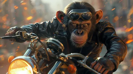 Obraz Motocyklista Małpa: Przyspieszenie Przygody