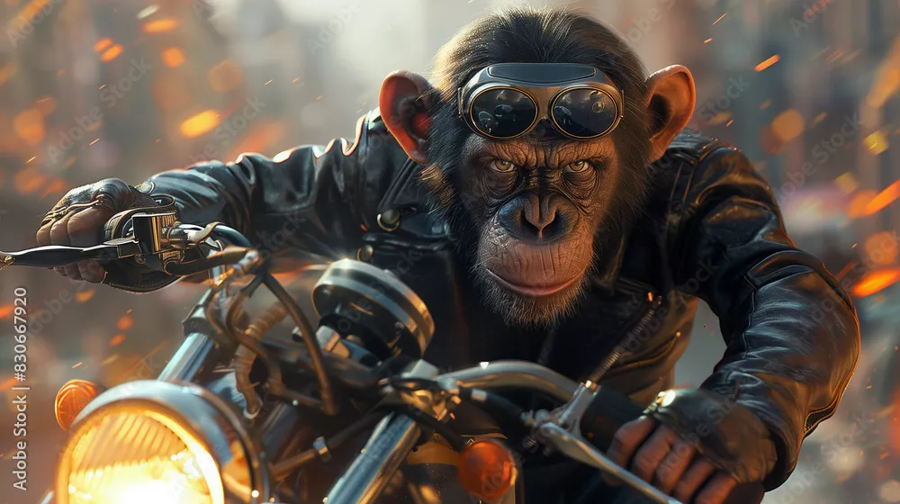 Obraz Motocyklista Małpa: Przyspieszenie Przygody