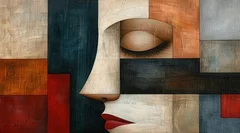 Obraz Geometryczna Elegancja: Abstrakcyjny Portret