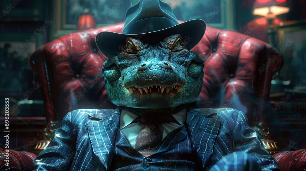 Obraz Stylowy Krokodyl w Gangsterskim Świecie