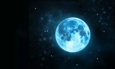 Fototapeta Biała atmosfera księżyca w pełni z gwiazdą na tle ciemnego nocnego nieba