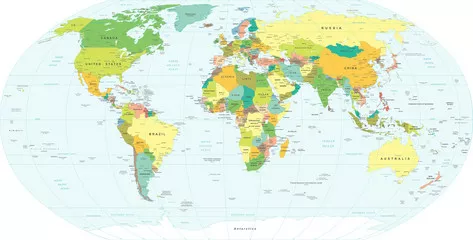 Obraz Mapa świata - bardzo szczegółowe ilustracji wektorowych.