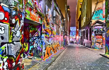 Fototapeta Widok kolorowe graffiti grafika na Hosier Lane w Melbourne