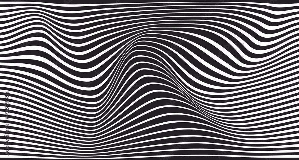 Fototapeta czarno-biały wzór optyczny w paski z falami