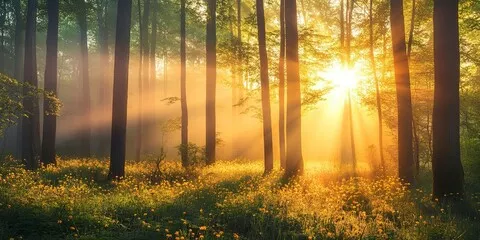 Obraz Promienie Słońca w Magicznym Lesie