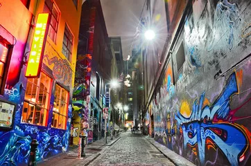 Fototapeta Widok na kolorowe graffiti na Hosier Lane w Melbourne
