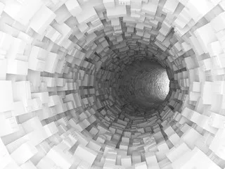 Fototapeta Cyfrowa ilustracja 3d, biały wygięty tunel