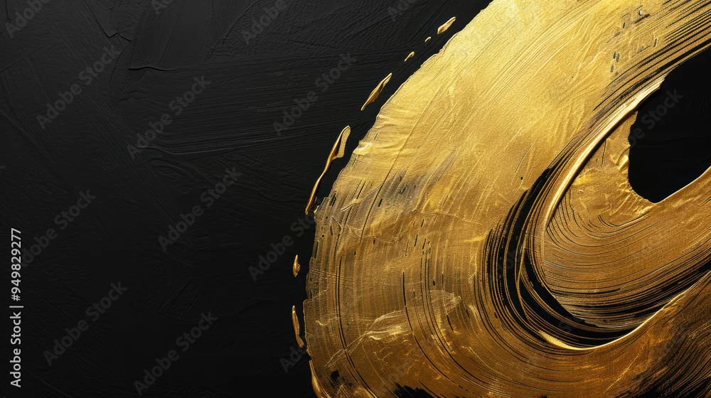 Obraz Złoty Wir na Czerni: Elegancja w Ruchu