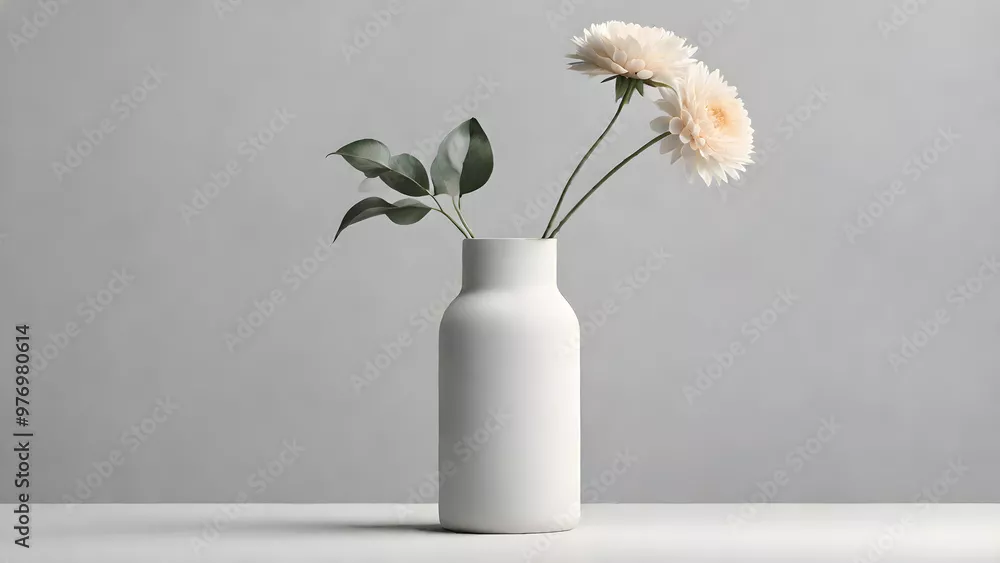 Obraz wazon z białymi kwiatami