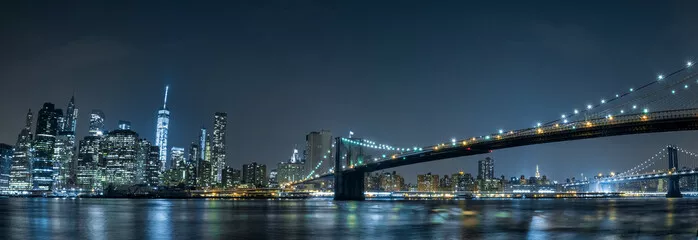 Fototapeta nocny widok na panoramę nowego jorku z brooklynu