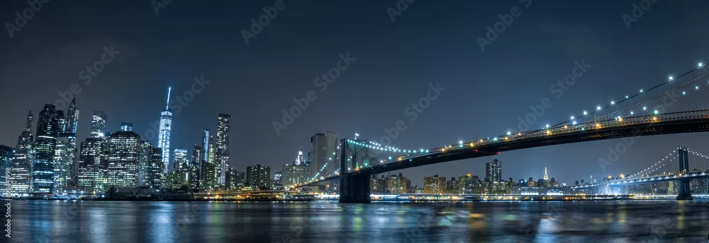 Fototapeta nocny widok na panoramę nowego jorku z brooklynu