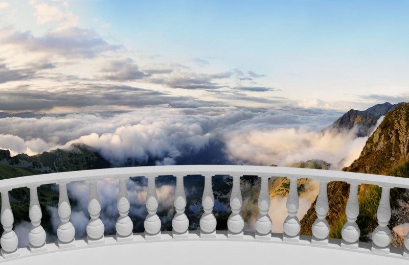 Fototapeta 3D Výhľad na oblaky z balkóna