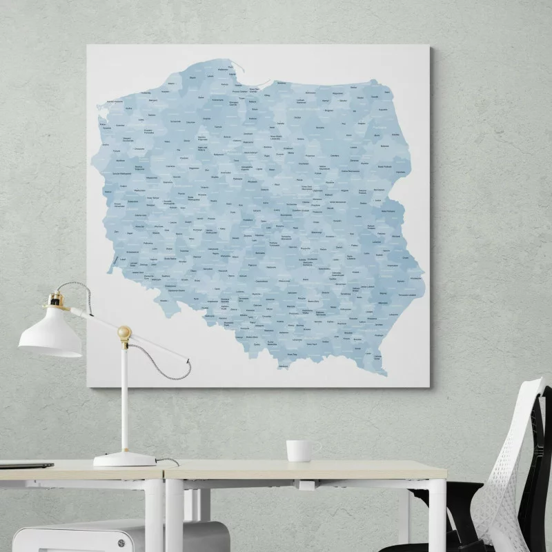 Obraz mapa Polski - miasta, powiaty, województwa - obrazek 1