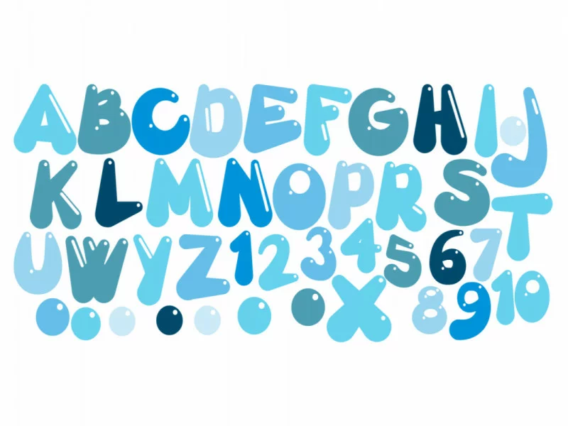 Naklejka na ścianę dla dzieci - błękitny alfabet