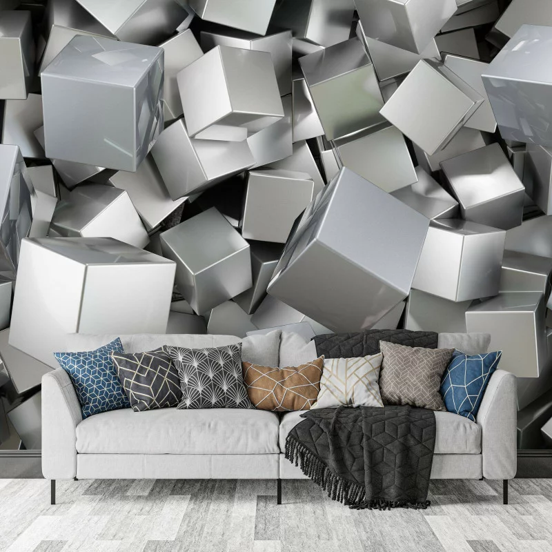 Fototapeta 3D platynowe kostki - obrazek 1