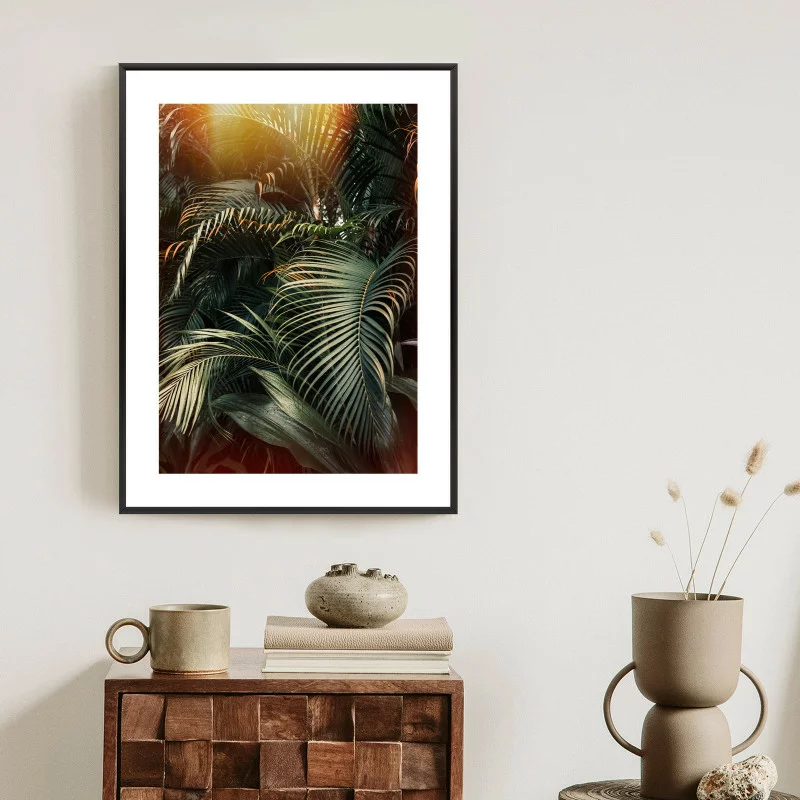 Plakat w ramie - głęboki ciemny las palmowy - obrazek 1