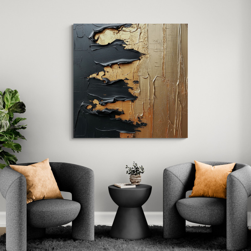 Obraz - teksturowa interakcja złota i czerni