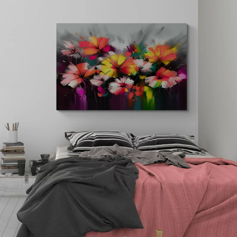 Obraz z kwiatami - abstrakcja - trzeci wariant - obrazek 1