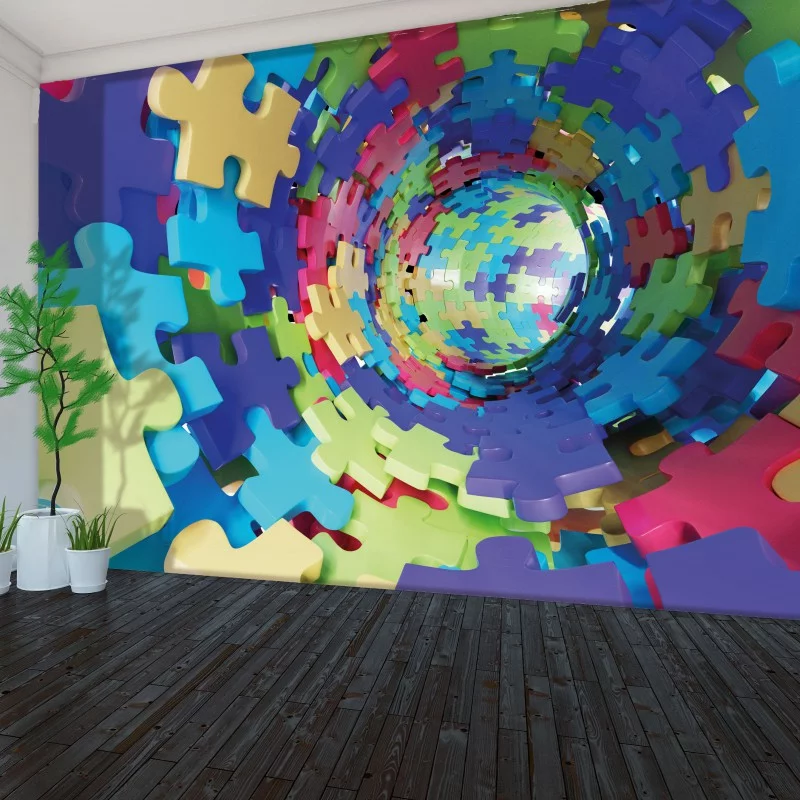 Fototapeta 3D - kolorowy tunel - puzzle - obrazek 1