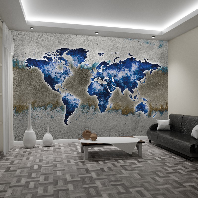 Fototapeta Mapa sveta modrá