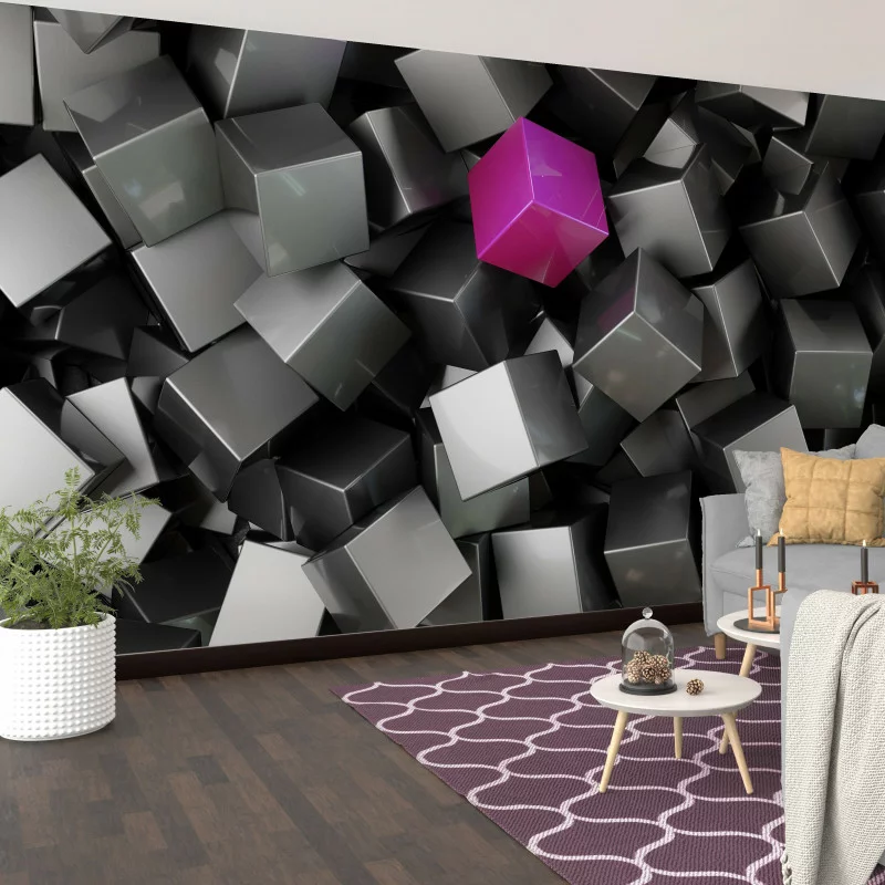 Fototapeta 3D różowa kostka - obrazek 1