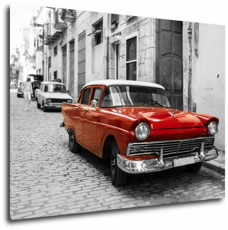 Obraz na plátne Červené auto na Kube