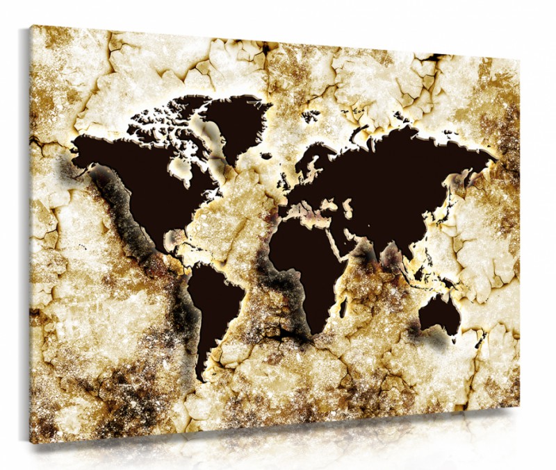 Obraz na plátne Hnedá mapa sveta