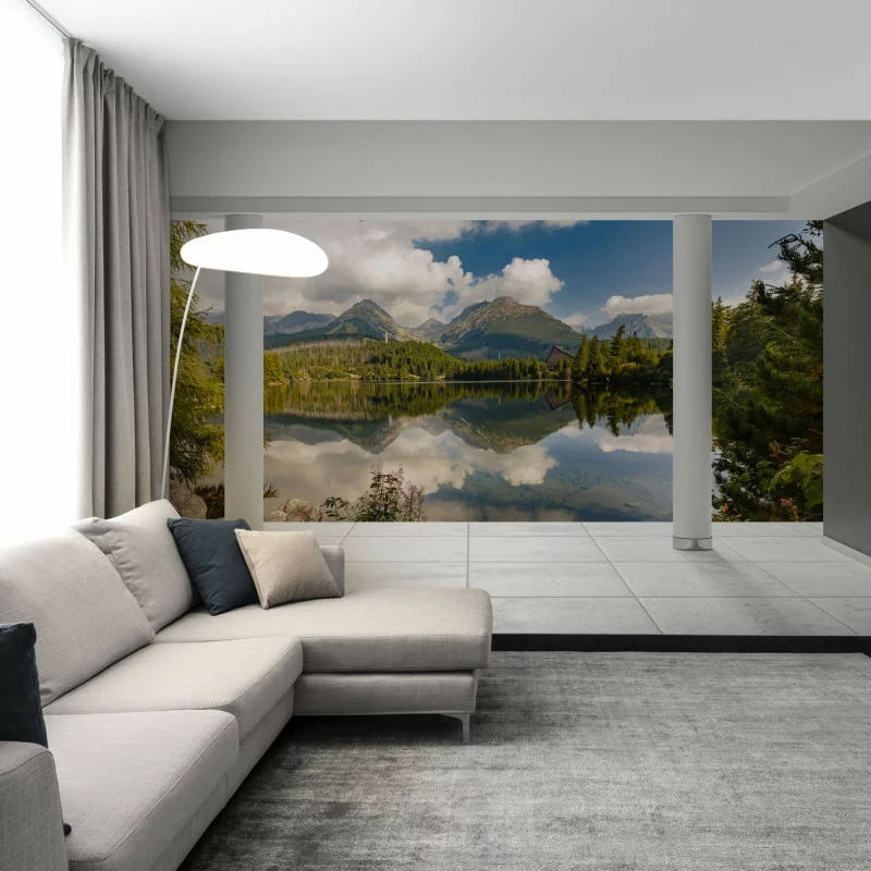 Fototapeta 3D - góry w odbiciu jeziora - obrazek 1