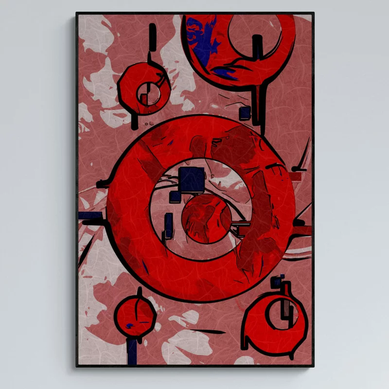 Obraz w ramie 80x120 - Czerwone Kręgi - obrazek 1