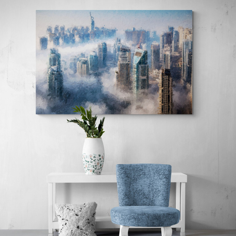 Obraz na ścianę - malowana panorama Dubaju