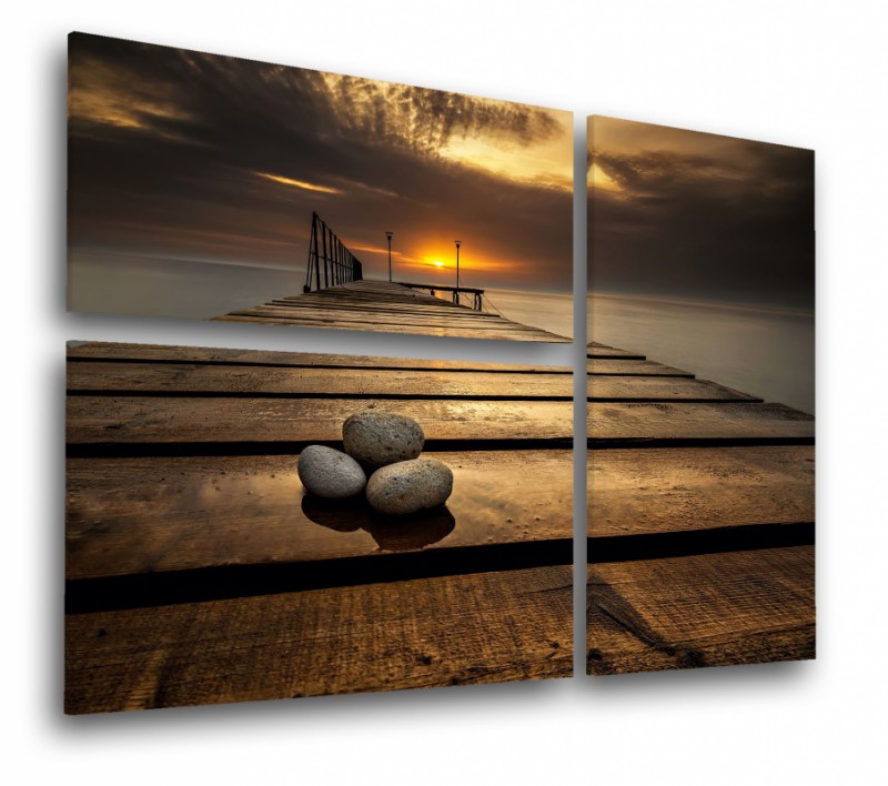 Obraz tr&oacute;jelement - piękny zach&oacute;d słońca