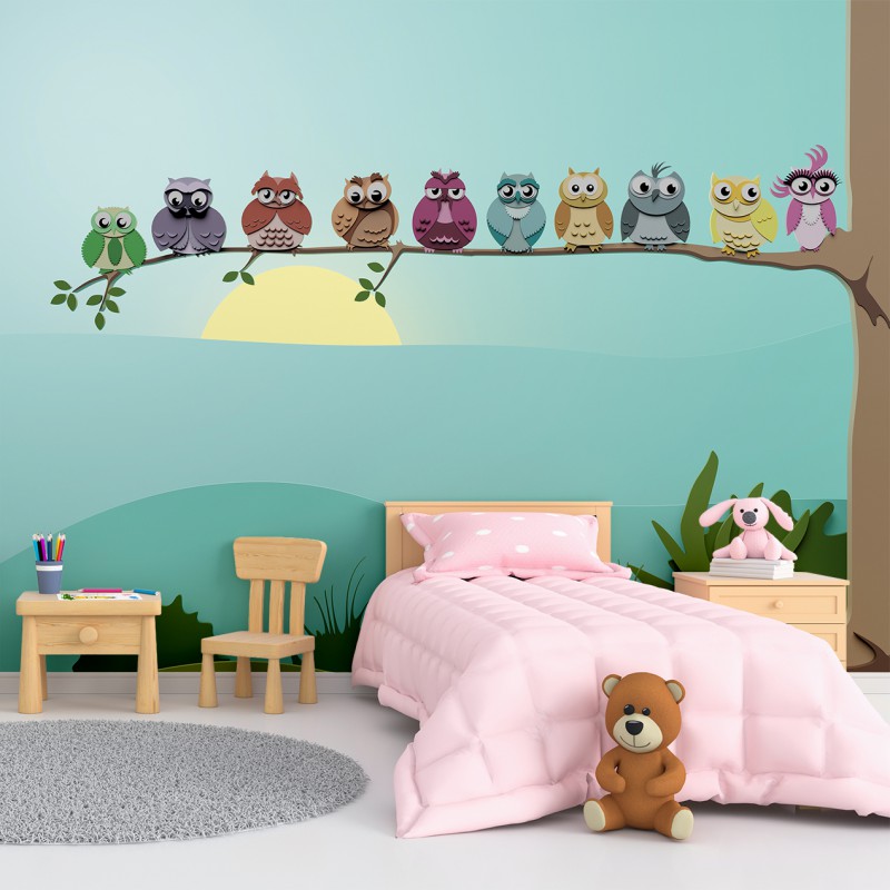 Fototapeta 3D - s&oacute;wki Puki na gałęzi