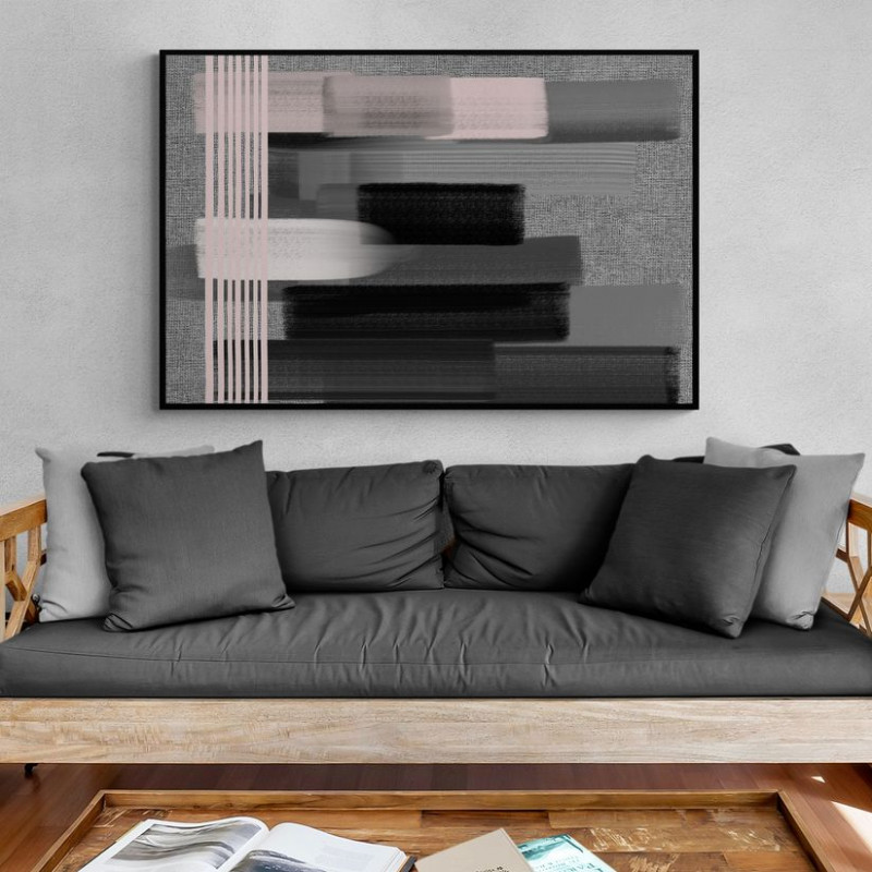 Obraz w czarnej ramie - delikatny r&oacute;ż