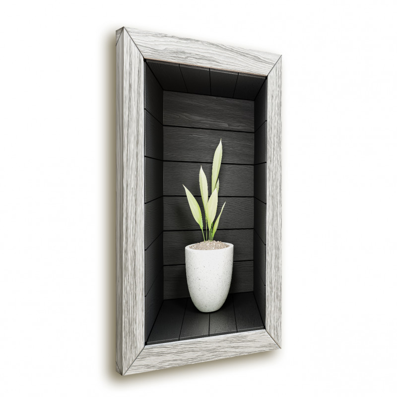 Obraz 3D - ciemna wnęka z kwiatem I