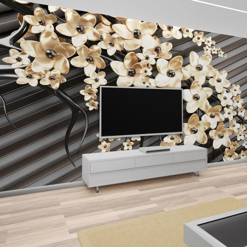 Fototapeta pozłacane kwiatki - obrazek 1