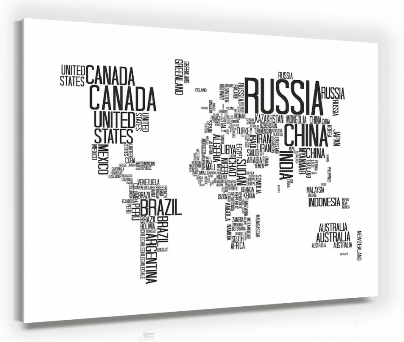 Obraz mapa świata z napisów - obrazek 1