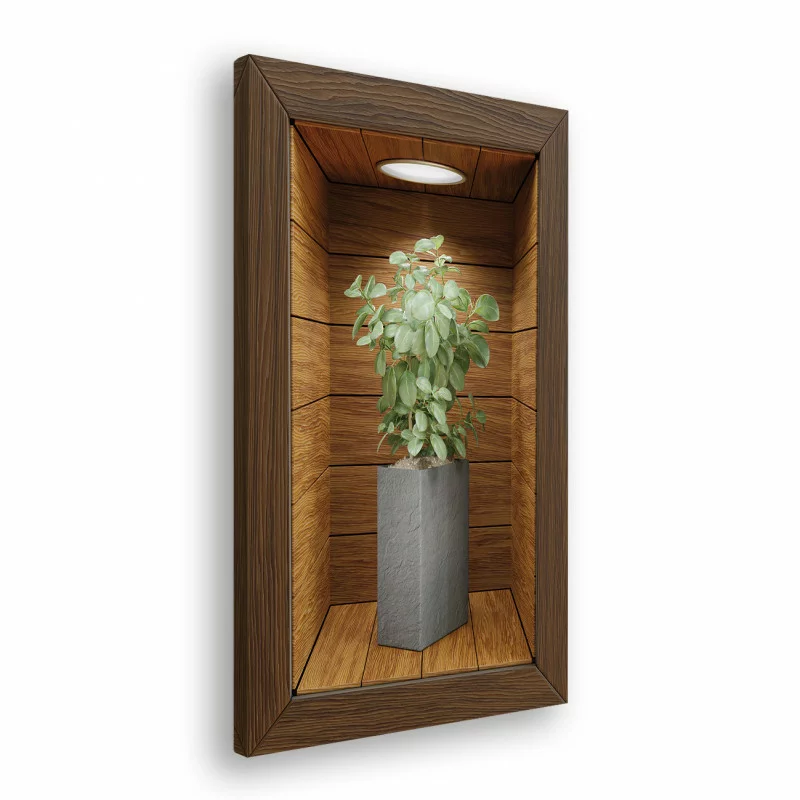 Obraz 3D - drewniana wnęka z kwiatem XXXVIII - obrazek 1