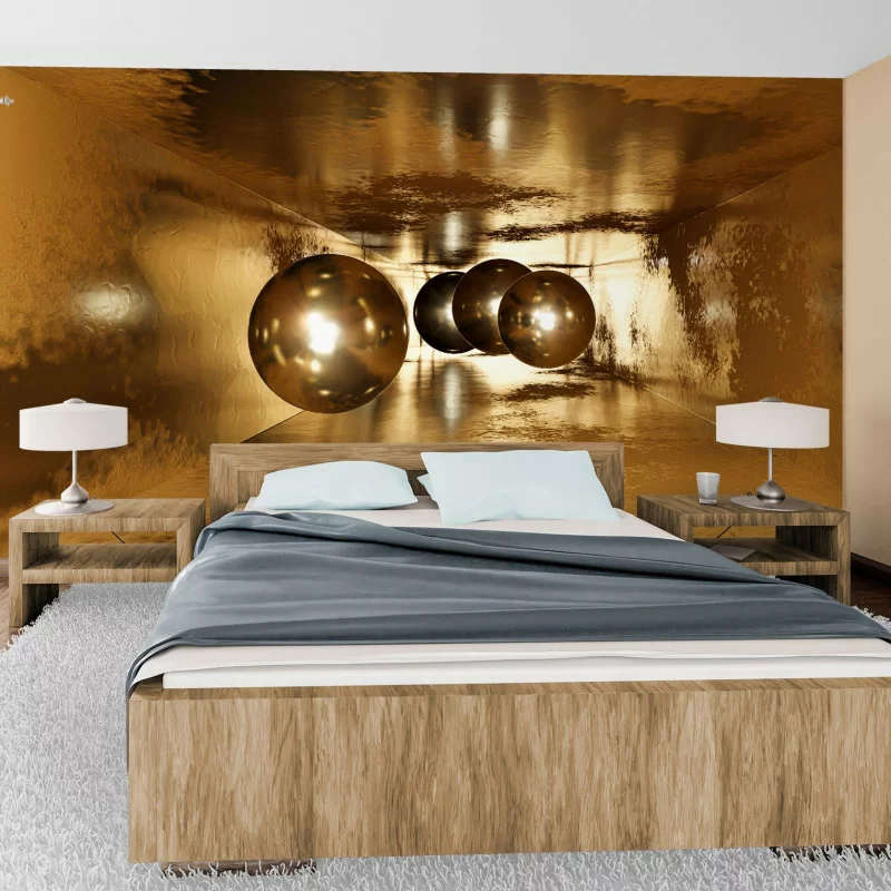 Fototapeta 3D - kule w złotym tunelu - obrazek 1
