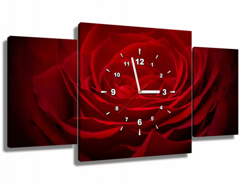 Obraz z zegarem - płatki róży