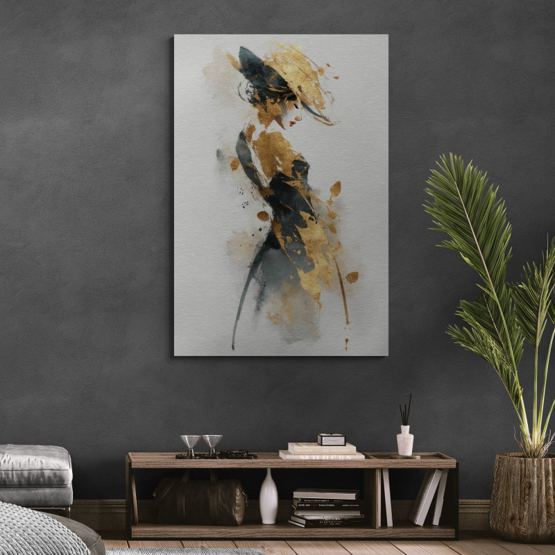 Obraz kobieta w kapeluszu &ndash; nowoczesna akwarela