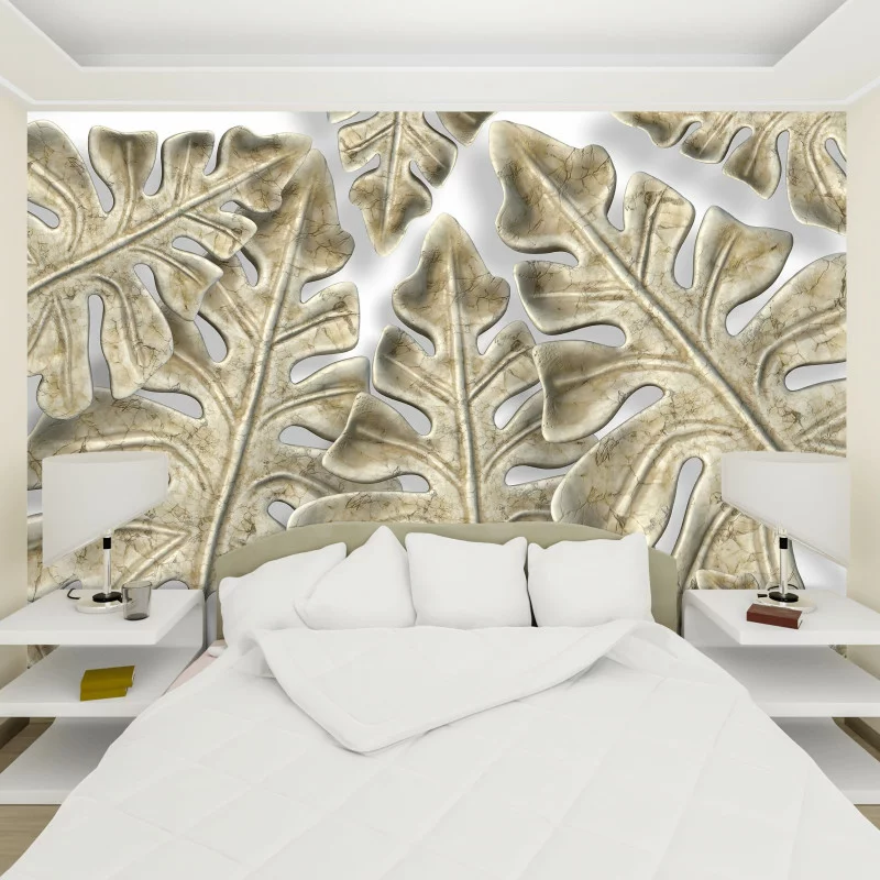 Fototapeta 3D - marmurowe liście - obrazek 1