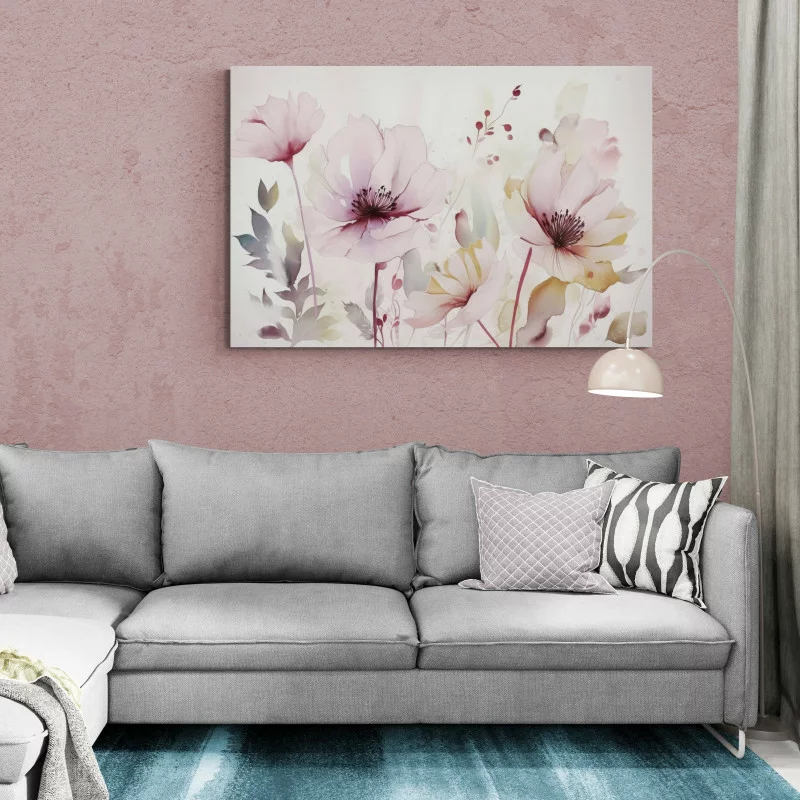 Obraz do salonu - malowane kwiaty - obrazek 1