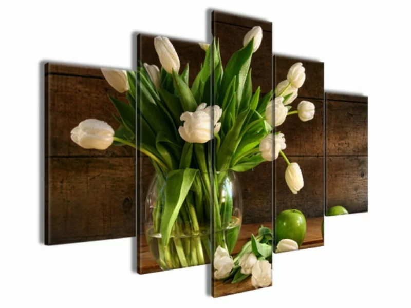 Obraz z kremowymi tulipanami - obrazek 1