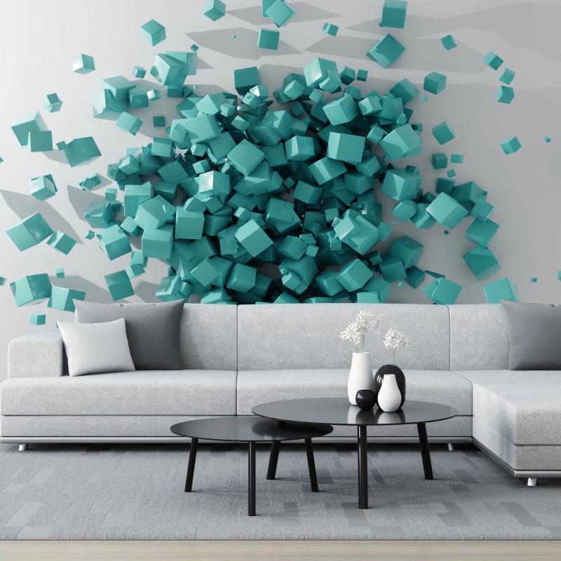 Fototapeta 3D Rozsypané tyrkysové kocky
