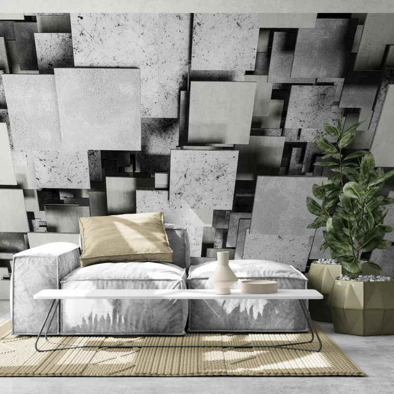 Fototapeta 3D - betonowe kafle - obrazek 1