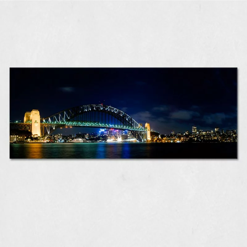 obraz na szkle - widok na most nocą - obrazek 1