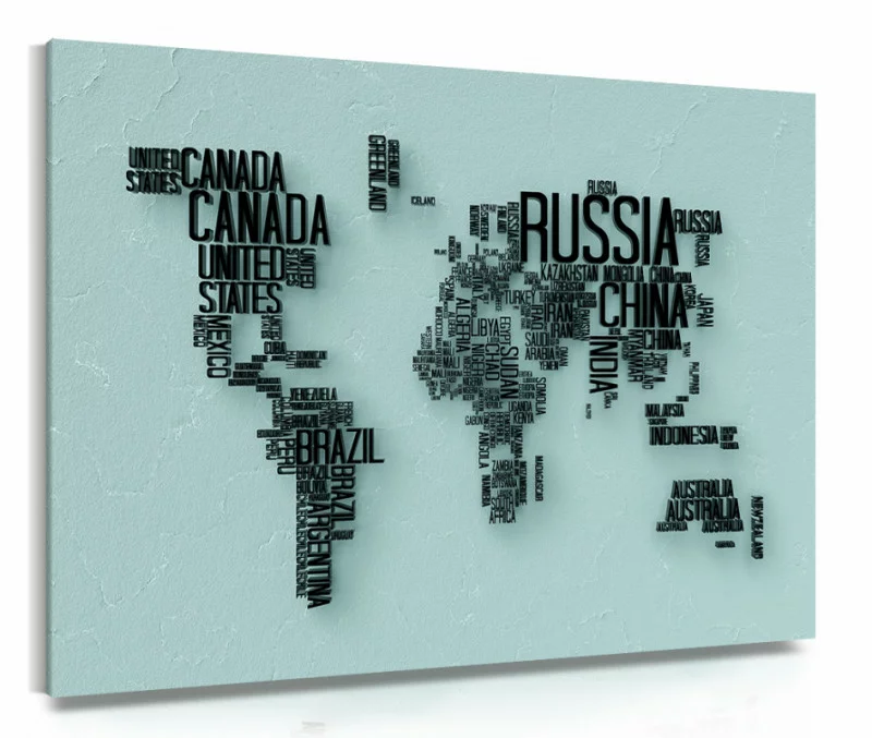 Obraz mapa z nazwami krajów