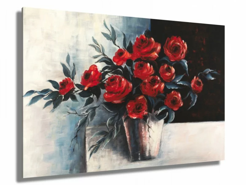 Obraz ręcznie malowany - róże w wazonie